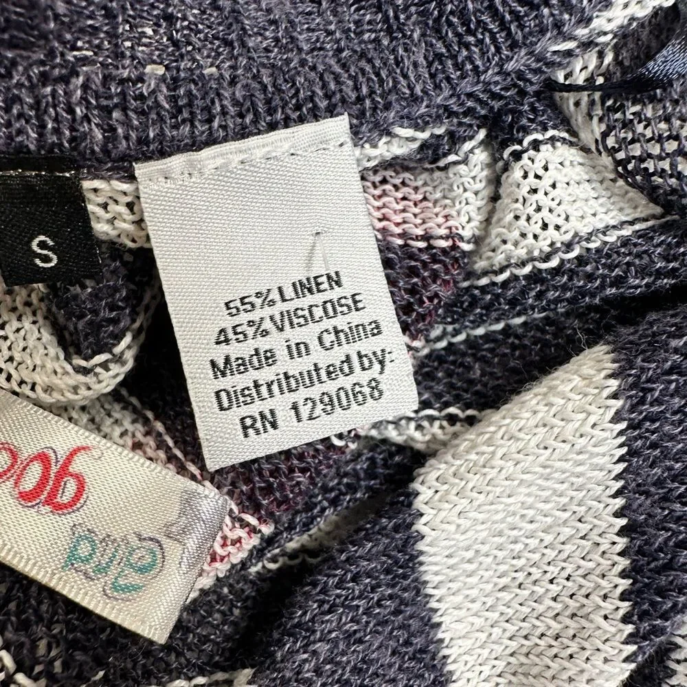 EUC Women’s Striped Multicolor Open Front Lightweight Sweater Cardigan - Small